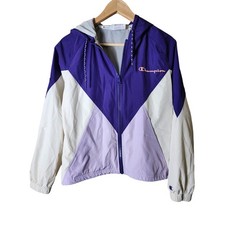 CHAMPION Blue Purple White Stadium Active Athletic Windbreaker Jacket SZ XS