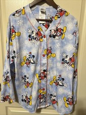 Vintage 90s Mickey  Co Disney All-Over Print Baseball Pajama Shirt Top L RARE