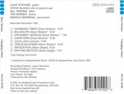DAVE STRYKER QUINTET CHANGING TIMES NEW CD