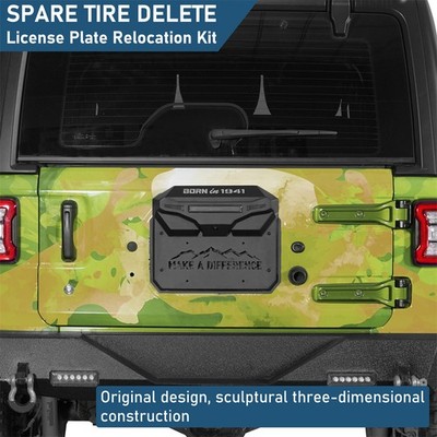 Spare Tire Deletes License Plate Relocation Kit For 2018-2026 Jeep Wrangler JL