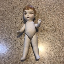 Vintage 6 German/Japan All Bisque Doll With Molded hair jointed arms Legs 30 s