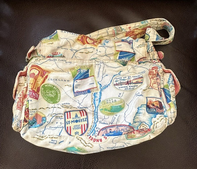 Fossil St Moritz Canvas Graphic Print Purse Single Shoulder World Traveler Bag
