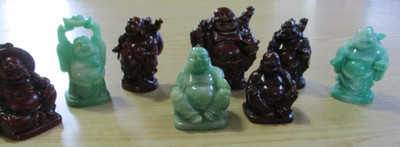 BUDDHA FIGURINES 2'' MINI LAUGHING, GOOD LUCK, ABUNDANCE, HAPPY - 8 Figures