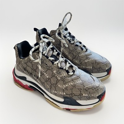 Gucci x Balenciaga Triple S GG Logo Low Top Lace-Up Cushioned Sneakers