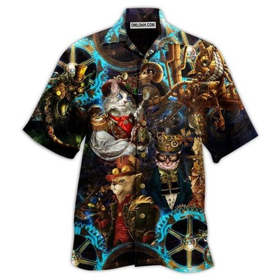 Cat Machine Magic Vintage Hawaiian Shirt, Short Sleeve Unisex, Beach Shirt