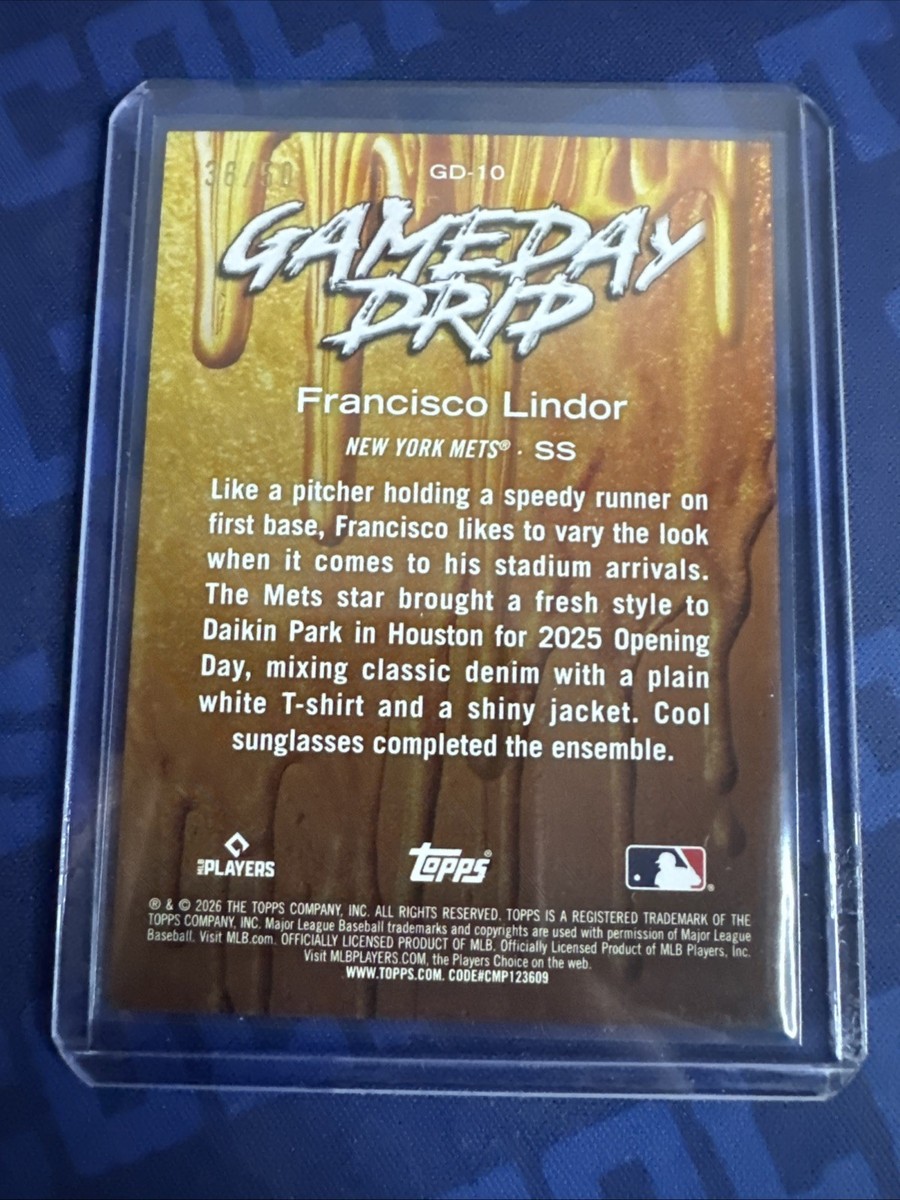 2026 Topps Series 1 Francisco Lindor Gameday Drip Gold /50 New