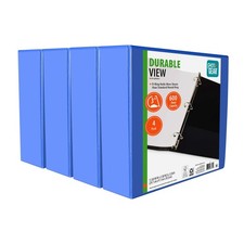 Pen Gear Durable View 3-Ring Binder with 3-Inch Rings 4 Pack Blue
