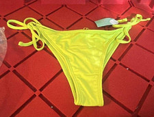 Full Tilt Swim Bikini Bottom Womens Size M Tie Side neon green Super Cheeky