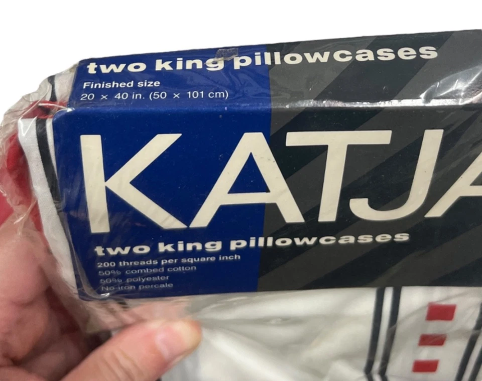 new 80's 90's Geometric Color Block King Bed Sheet Set Vintage Katja 1989 Red - Image 4 of 4