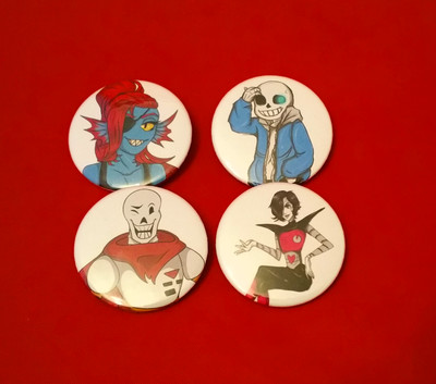 4 Undertale Badges Set Badge Pack Inspired Fan Art Sans Papyrus Mettaton Undyne Ebay