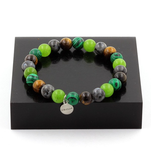 Steine Und Mineralien. Armband Perlen Labradorit + Peridot + Tigerauge + Ma-image