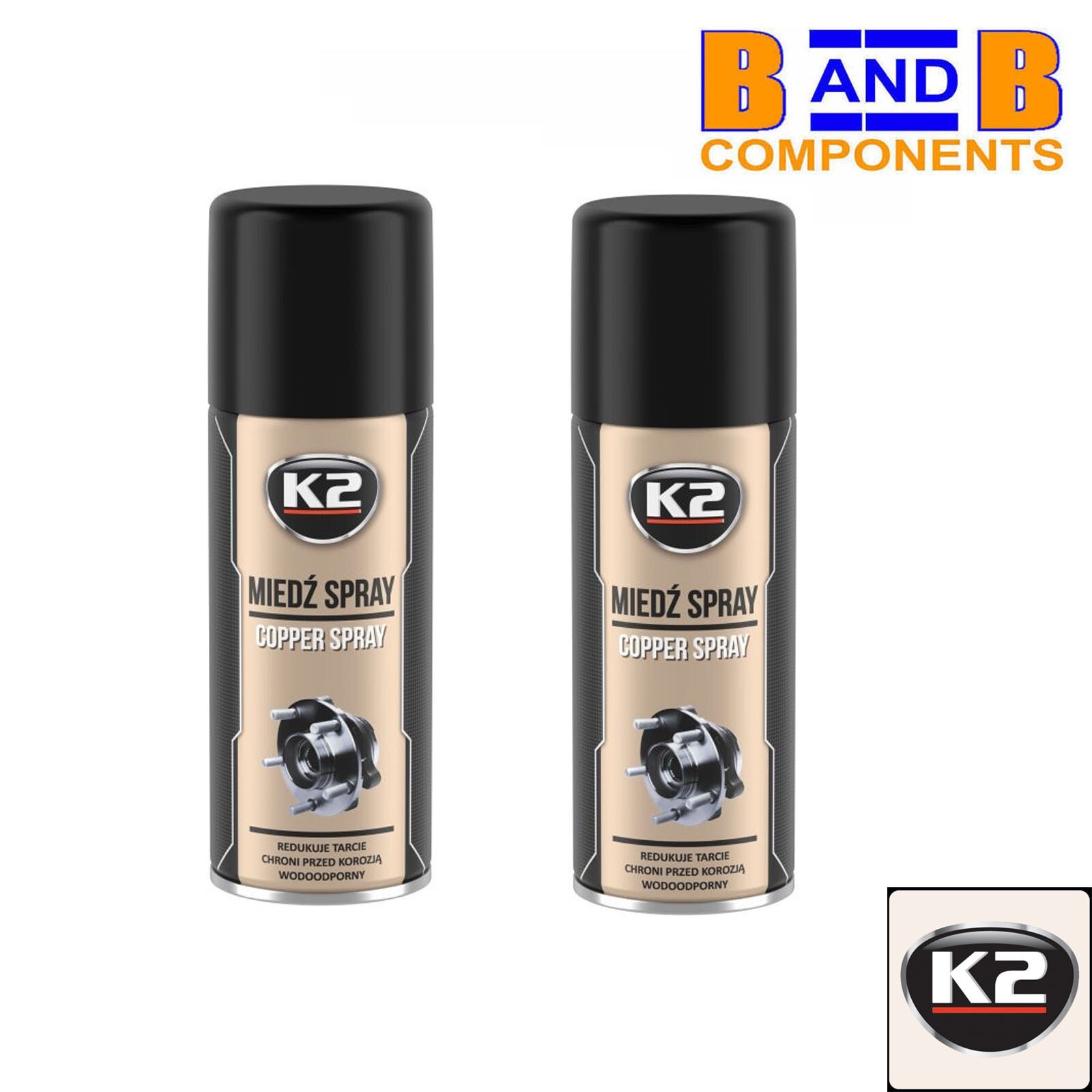 COPPER GREASE WATER HEAT RESISTANT LUBRICANT SPRAY 400ml x 2 K2 W122 A3242