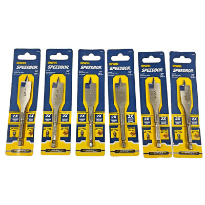 6 Pack Irwin 3/4'' x 4'' Long Spade Paddle Flat Drill Bit Speedbor Impact 87912