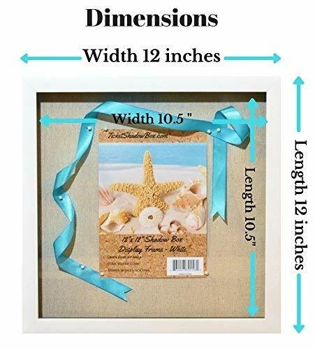 2-Pack) 12x12 White Display Shadow Box Frame 8 Push Pins a Linen  Background