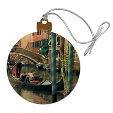 Venice Italy Gondolas Canals Romantic Wood Christmas Tree Holiday Ornament