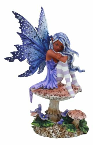 Ebros Amy Brown Art Gothic Violet Tribal Ebony Fairy Collectible Statue 6.5"Tall - Picture 4 of 8