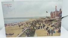 Vintage Antique Colour Tinted Postcard Busy Scene at Aberdeen Beach Posted 1904 