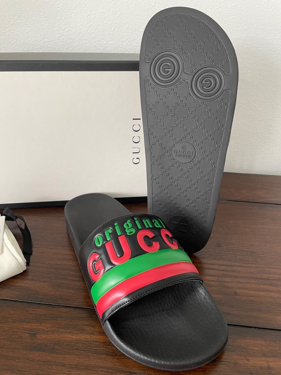 Gucci Mens 632183 Black Rubber “Original Gucci” Slides