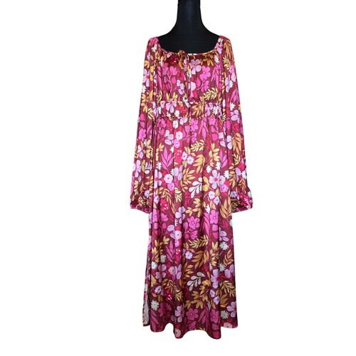 Grace+Emma Floral Maxi Dress Long Sleeve Square Neck Boho Cottagecore M - Picture 2 of 7