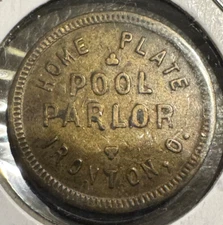 5¢ Home Plate Pool Parlor, Ironton, O Ohio Lawrence Co Oh Merchant Token