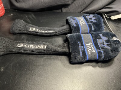 2 Golf Club Covers Socks/ Grand Tag MV Titan /Golf Design Black/ Blue