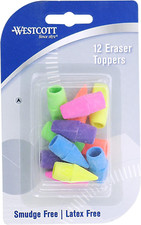   14891 Pencil Eraser Toppers, Assorted, 12 Pack