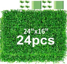 12/24PC 24x16 Artificial Boxwood Mat Wall Hedge Decor Privacy Fence Panels Grass