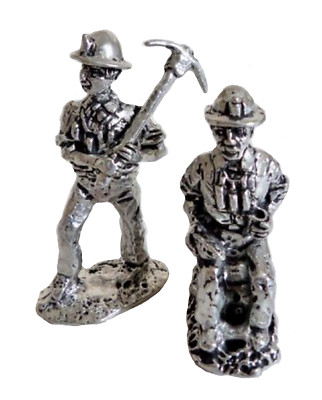 Cornish Tin Miner Zinn Ornament 2er Set - Hand Made in Cornwall