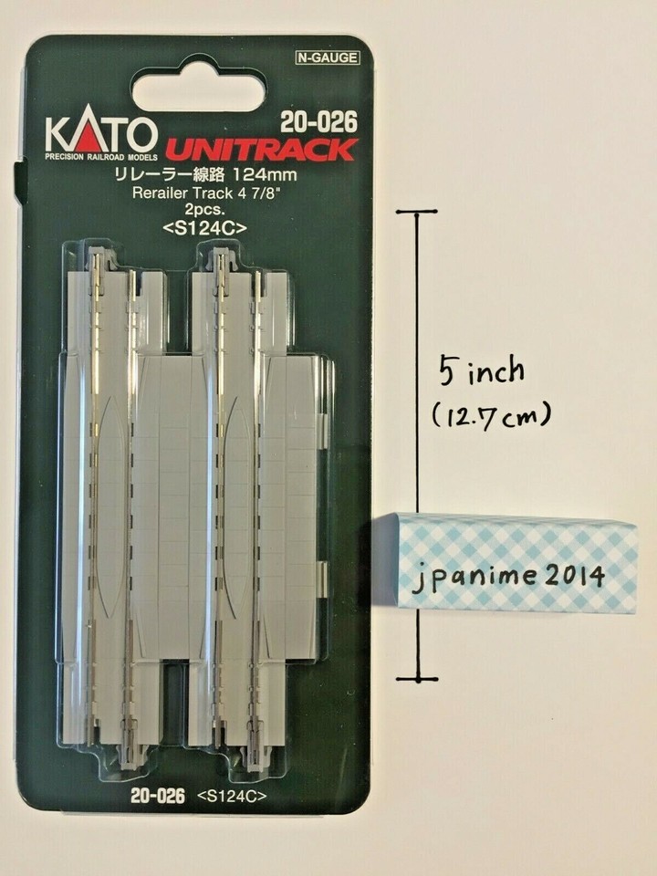 Voie Droite Kato Unitrack 20-026 (124mm) Pour Trains Miniatures échelle N - Lot De 2 Pièces Avec Embase Réaliste