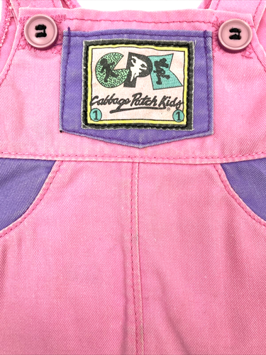 Vintage Cabbage Patch Kids Doll Clothes Overall Dress 1980s Pink Logo CPK - Picture 2 of 6