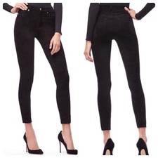 Good American Women s Size 0/25 Good Leg Faux Suede Pants Black High Rise