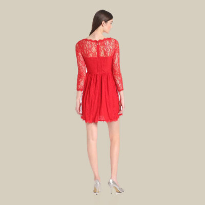 chinese dress ladies Justyna Red Rhinestone Guipure Lace Maxi Dress main image 0