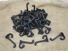 50 Cast Iron Black School Style Coat Hooks Hat Hook Hall Tree Restoration 3 1/4"
