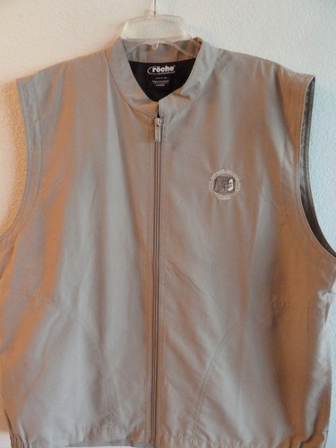 Bob Hope Chrysler Classic Vest Logo Front & Back Tan Poly CF Zip Roche Sports L