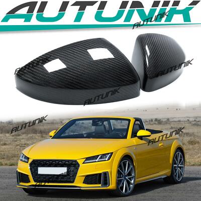 Real Carbon Fiber For Audi R8 TT TTRS TTS 2016-22 Side Mirror Cover Cap Replace