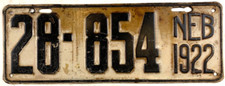 Nebraska 1922 Old License Plate Man Cave Vintage Garage Hamilton Co Collector