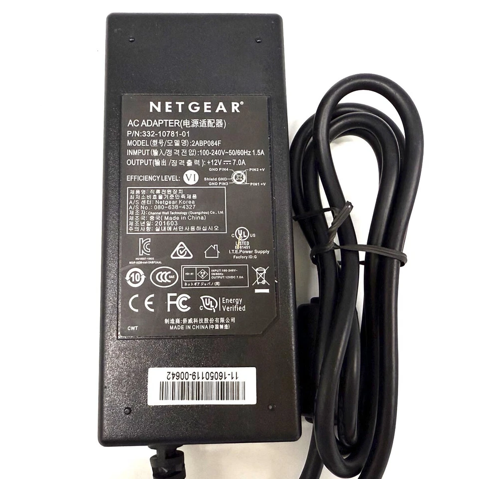 12V 7A Netgear 2ABP084F AC Adapter Power Supply 332-10781-01 Charger - Image 3 of 4