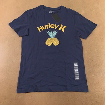 Hurley Men's Medium Navy Favorite Fruit Pineapple Graphic Short Sleeve Tee NWT
