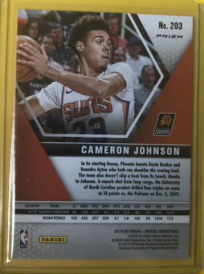 Cameron Johnson 2019-20 Panini Mosaic Green Prizm Rookie Card #203