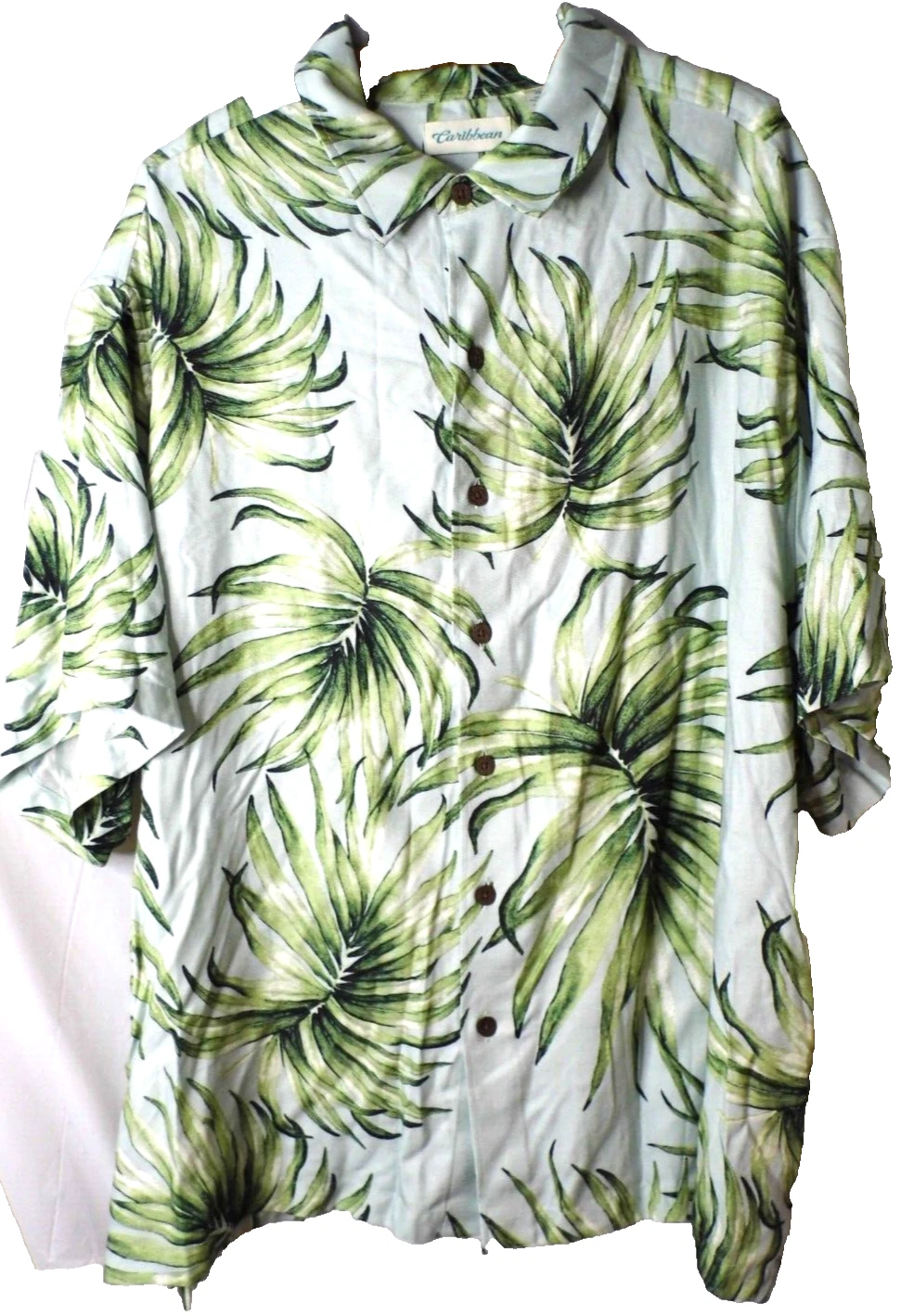 Shirt Caribbean Size 3XB Mint Green Floral Short Sleeve Button Up Mens NWT NEW