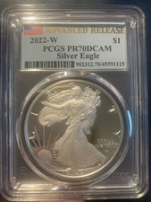 2022W- American Silver Eagle- PCGS- PR70 DCAM- Advanced Release- Grey label Flag