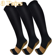 Copper Compression Socks 20-30mmHg Graduated Calf Leg Support Sports Mens Womens