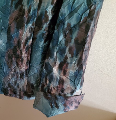 CHICO’S Women’s Crinkle Crush Blazer Jacket Teal Animal Print NWT Size 0 Travel - Picture 4 of 4