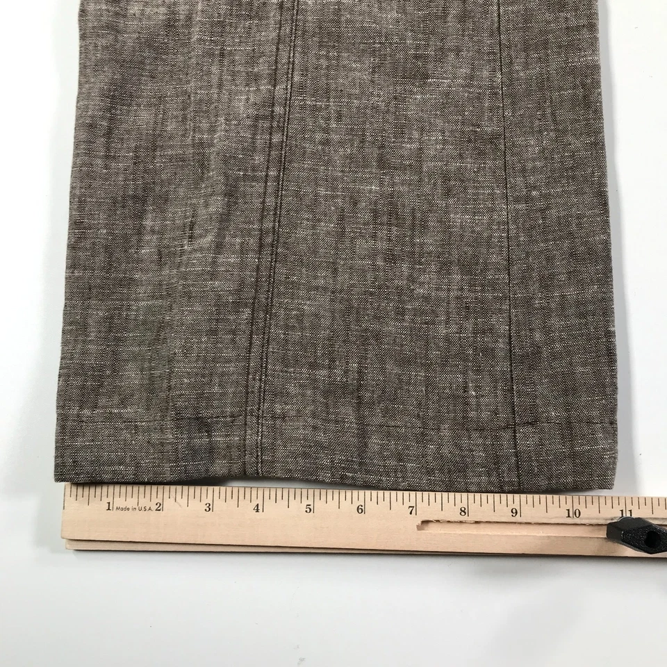 Pantalones de lino Mexx para mujer 12 marrón jaspeado holgados piernas rectas anchas ligeros Foto 3 de 4