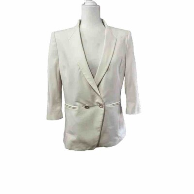 Ted Baker 2 Button Cream 3/4 Sleeve Blazer Coat Size 4