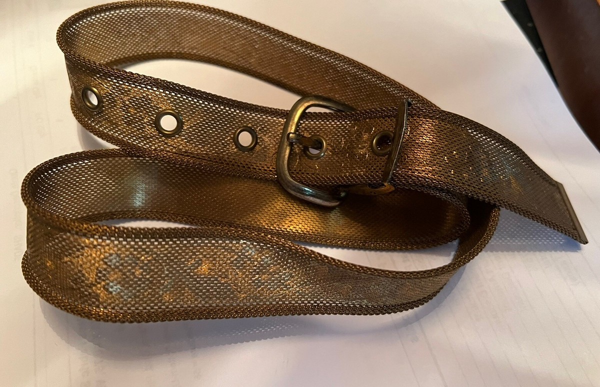 Vintage flexible metal mesh belt with Brass Flower‎ & Other Decorative Elements Vintage Mesh Belt - Etsy main image 4