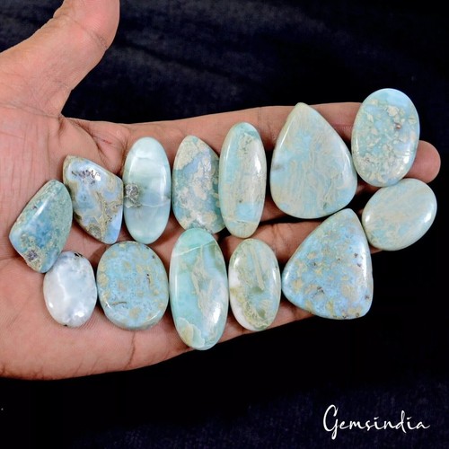 Lote de 13 piedras preciosas sueltas cabujón mezcla cabujón natural dominicano Larimar 25-36 mm 530 quilates - Imagen 6 de 6