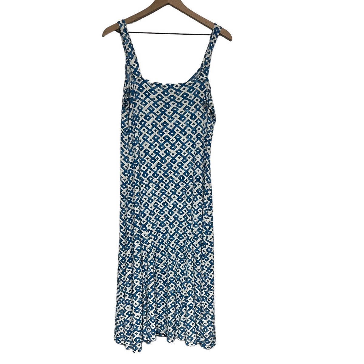 anne klein blue and white dress Anne Klein Fringed Tweed Midi Dress