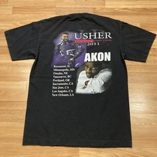 Usher Shirt Medium Vintage 2011 OMG Tour Akon Rap Hip Hop Music Tee