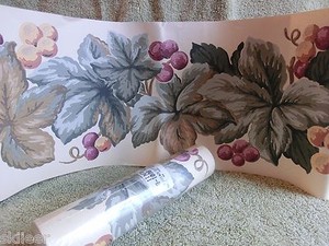 One Roll+Bonus YORK WALLCOVERING Borders CN 8001-B Grapes Grapevine Beige